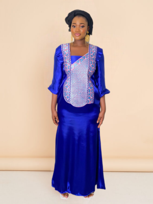 Khadija M’bubu Agbada neck satin silk boubou dress (4)